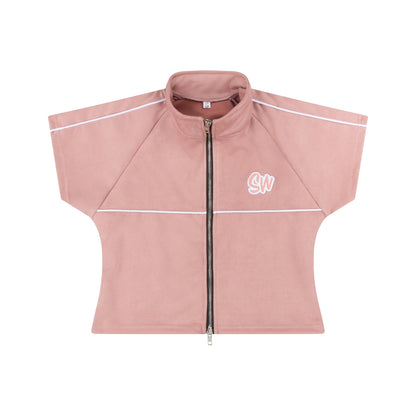 WOMEN'S VELOUR CROP TOP | PINK