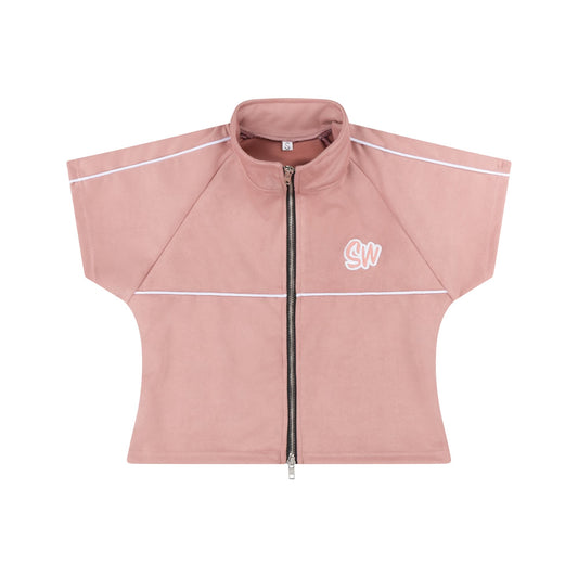 WOMEN'S VELOUR CROP TOP | PINK